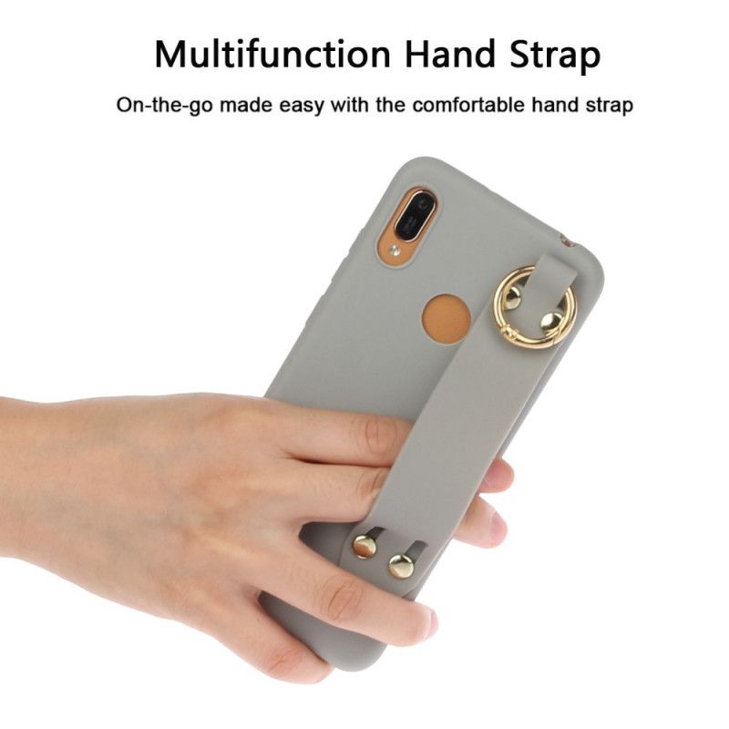 Cover Huawei Y6 2019 Grå Silikone Med Støttebånd