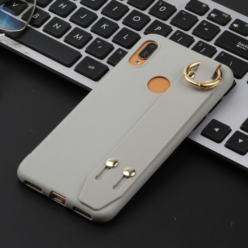 Cover Huawei Y6 2019 Grå Silikone Med Støttebånd