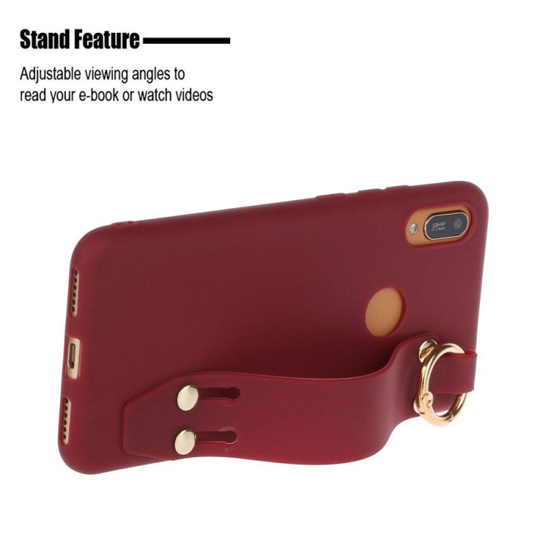 Cover Huawei Y6 2019 Grå Silikone Med Støttebånd