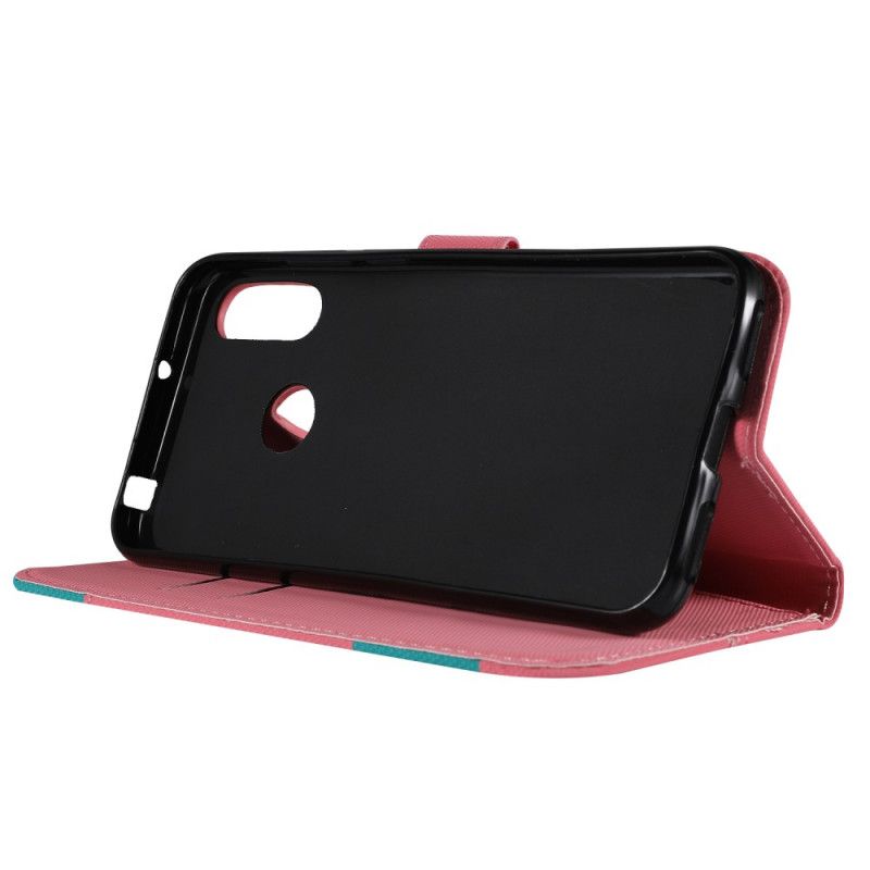 Flip Cover Huawei Y6 2019 Grå Fancy Stil