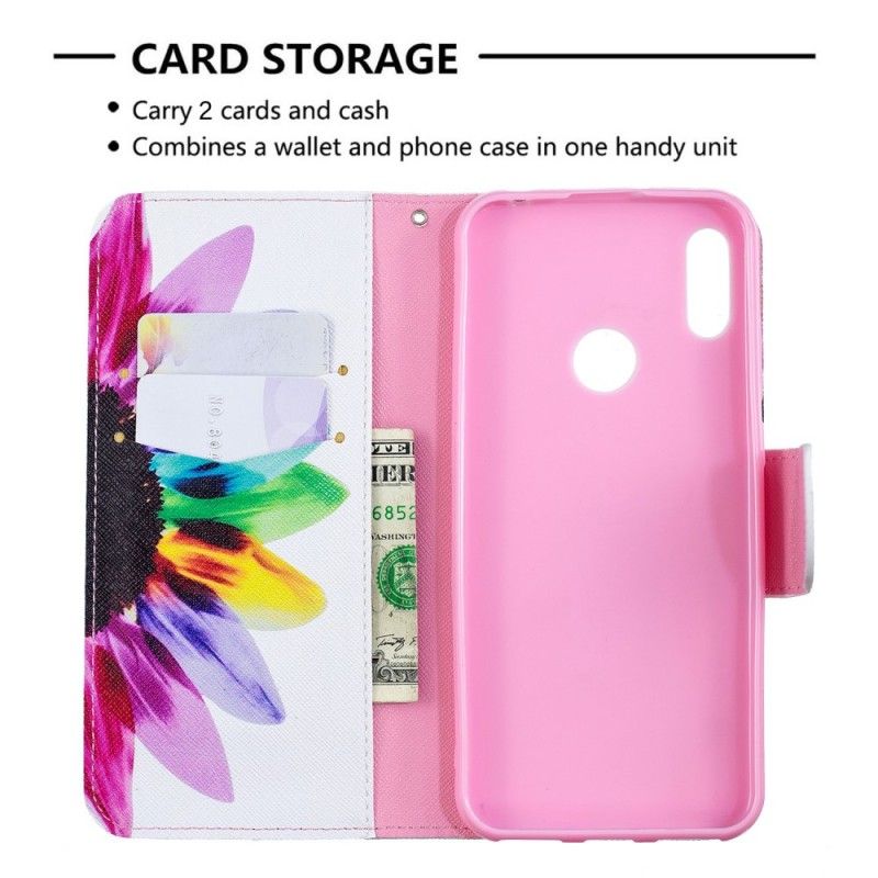 Flip Cover Huawei Y6 2019 Mobilcover Akvarelblomst