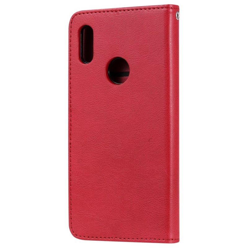 Flip Cover Huawei Y6 2019 Mørkeblå Aftagelig Skal Med Rem