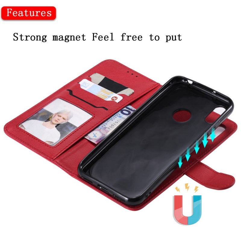 Flip Cover Huawei Y6 2019 Mørkeblå Aftagelig Skal Med Rem