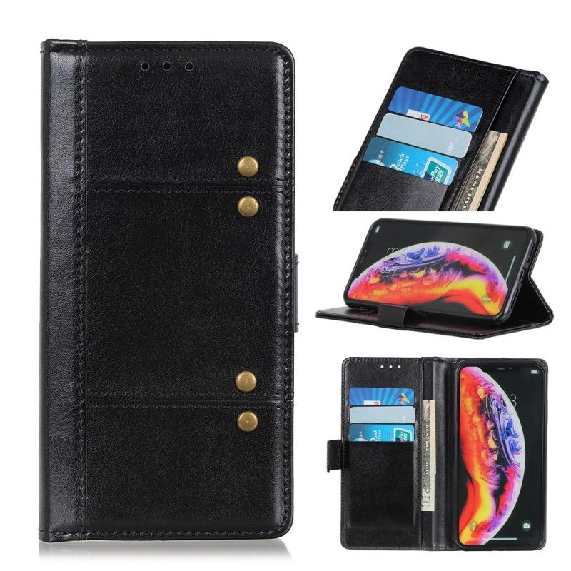 Flip Cover Huawei Y6 2019 Sort Antik Lædereffekt