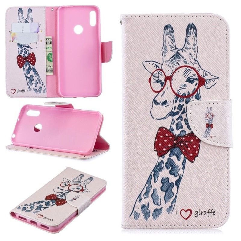 Flip Cover Læder for Huawei Y6 2019 Nørd Giraf