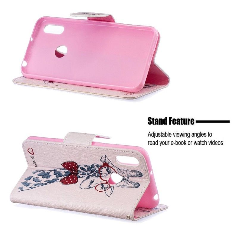 Flip Cover Læder for Huawei Y6 2019 Nørd Giraf