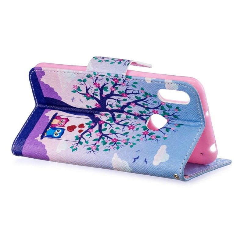 Flip Cover Læder for Huawei Y6 2019 Ugler På Gyngen