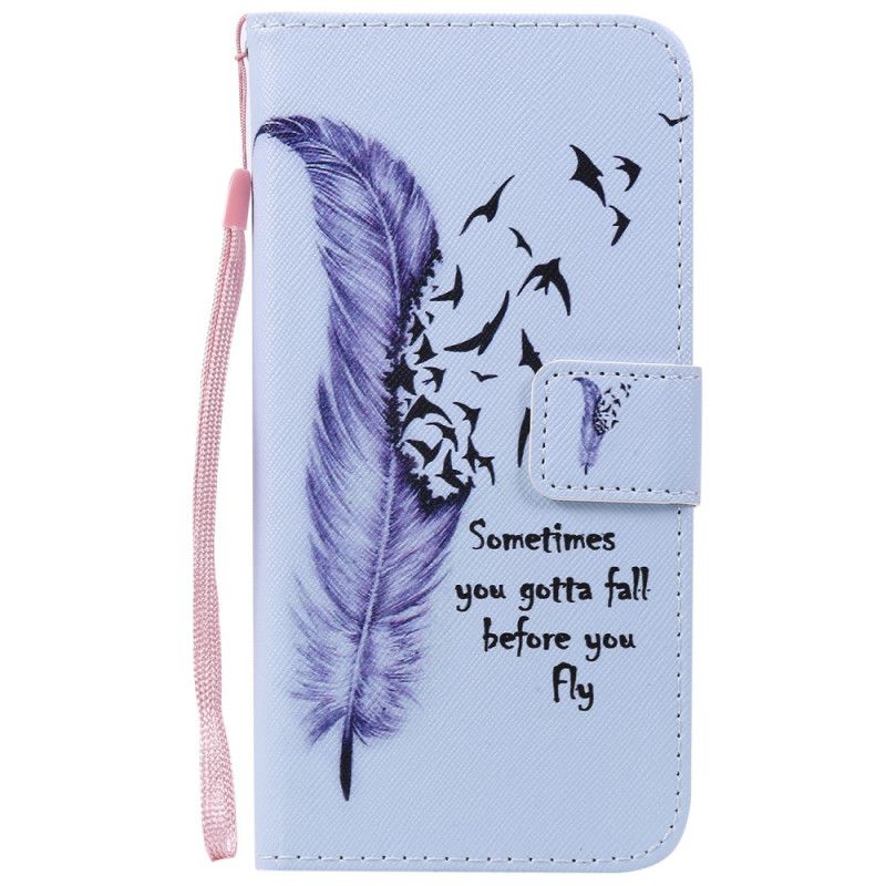 Flip Cover Læder Huawei Y6 2019 Fjer Inden Du Flyver Original