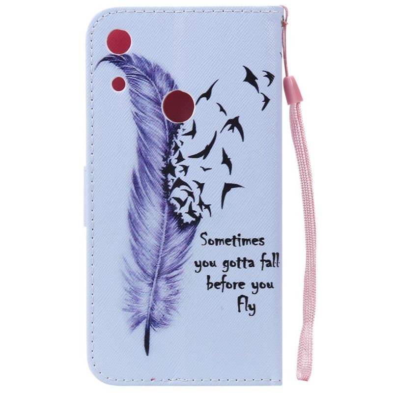 Flip Cover Læder Huawei Y6 2019 Fjer Inden Du Flyver Original
