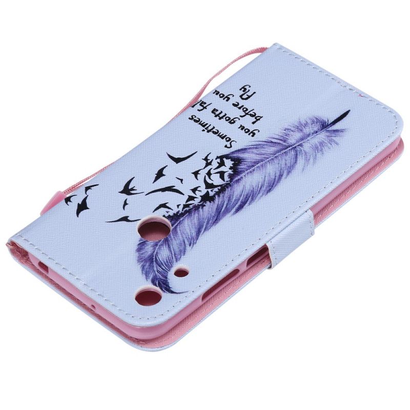 Flip Cover Læder Huawei Y6 2019 Fjer Inden Du Flyver Original