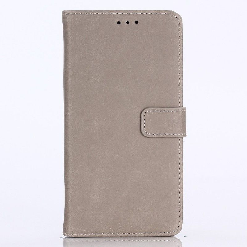 Flip Cover Læder Huawei Y6 2019 Grå Retro Kunstlæder
