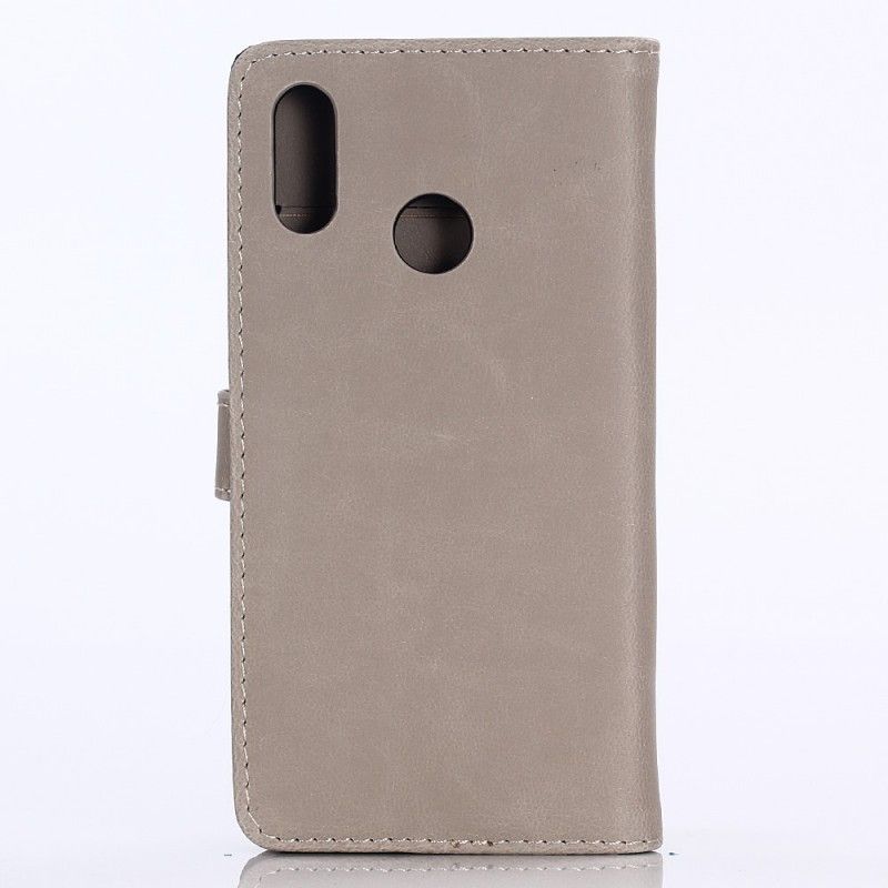 Flip Cover Læder Huawei Y6 2019 Grå Retro Kunstlæder