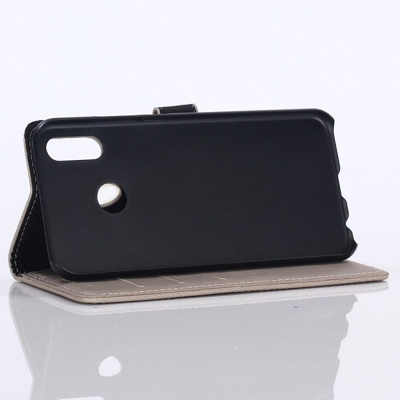Flip Cover Læder Huawei Y6 2019 Grå Retro Kunstlæder