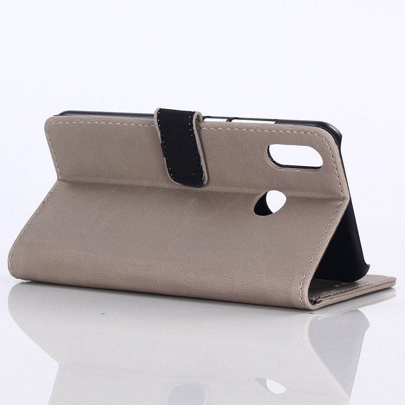 Flip Cover Læder Huawei Y6 2019 Grå Retro Kunstlæder