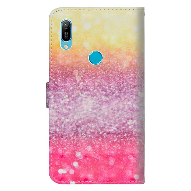 Flip Cover Læder Huawei Y6 2019 Gradient Magenta Glitter Original