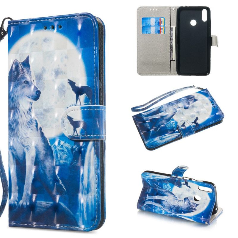 Flip Cover Læder Huawei Y6 2019 Prestigefyldt Ulv