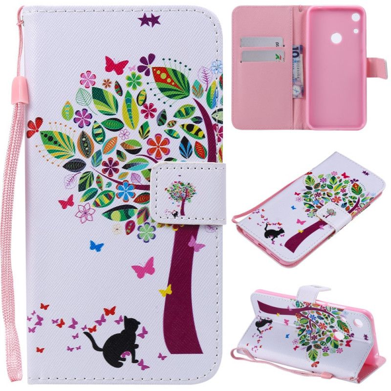 Flip Cover Læder Huawei Y6 2019 Retro Træ Original