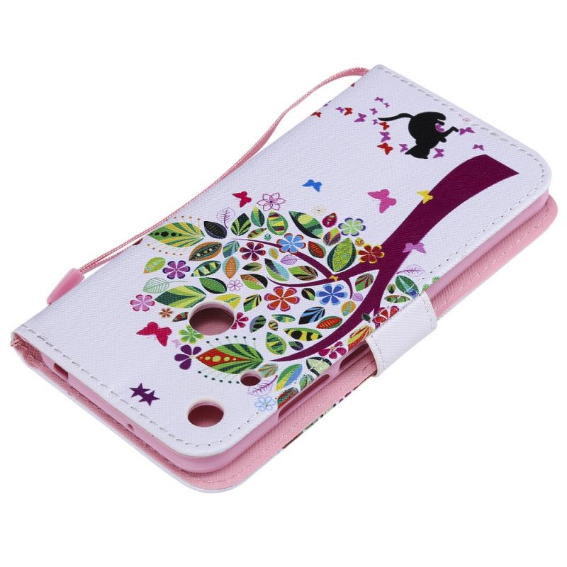 Flip Cover Læder Huawei Y6 2019 Retro Træ Original