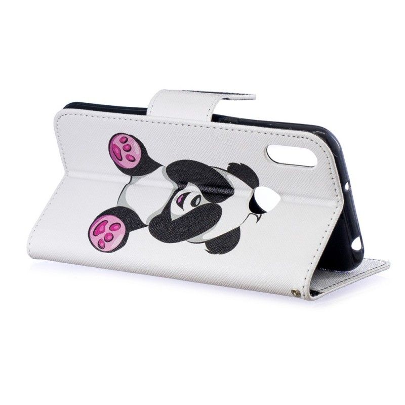 Flip Cover Læder Huawei Y6 2019 Sjov Panda Beskyttelse