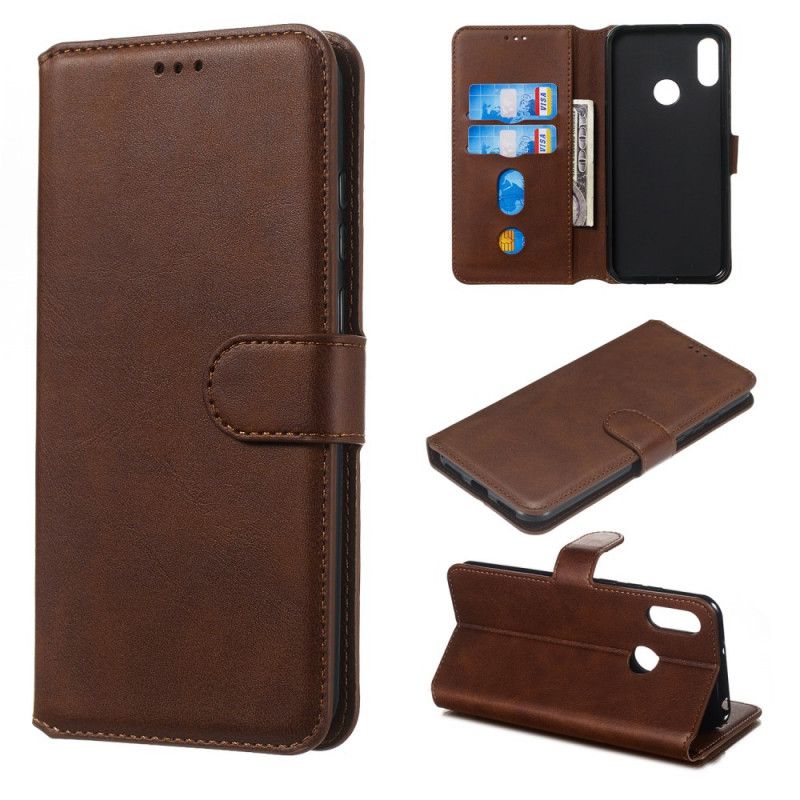 Flip Cover Læder Huawei Y6 2019 Sort Fin Læderstruktur Original