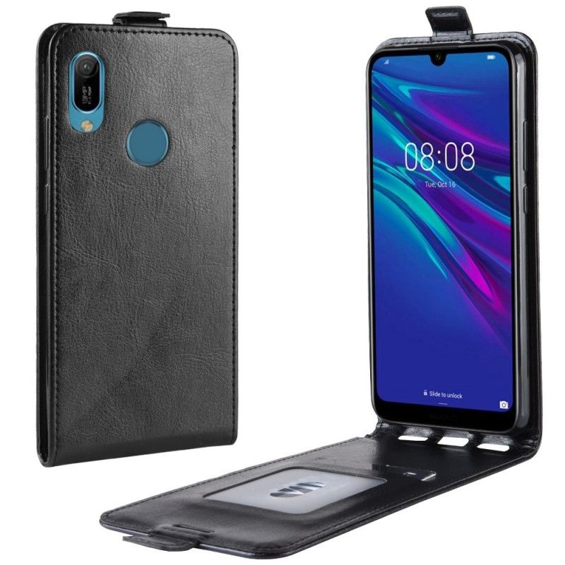 Flip Cover Læder Huawei Y6 2019 Sort Sammenfoldelig