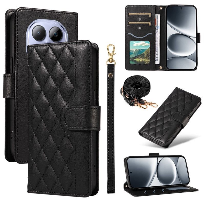 Flip Cover Til Xiaomi Redmi Note 15 Pro 5g Quiltet Med Stropper