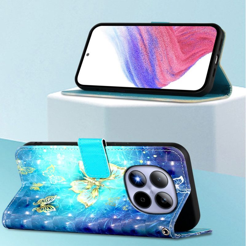 Flip Cover Xiaomi Redmi Note 15 Pro 5g Guldsommerfugle