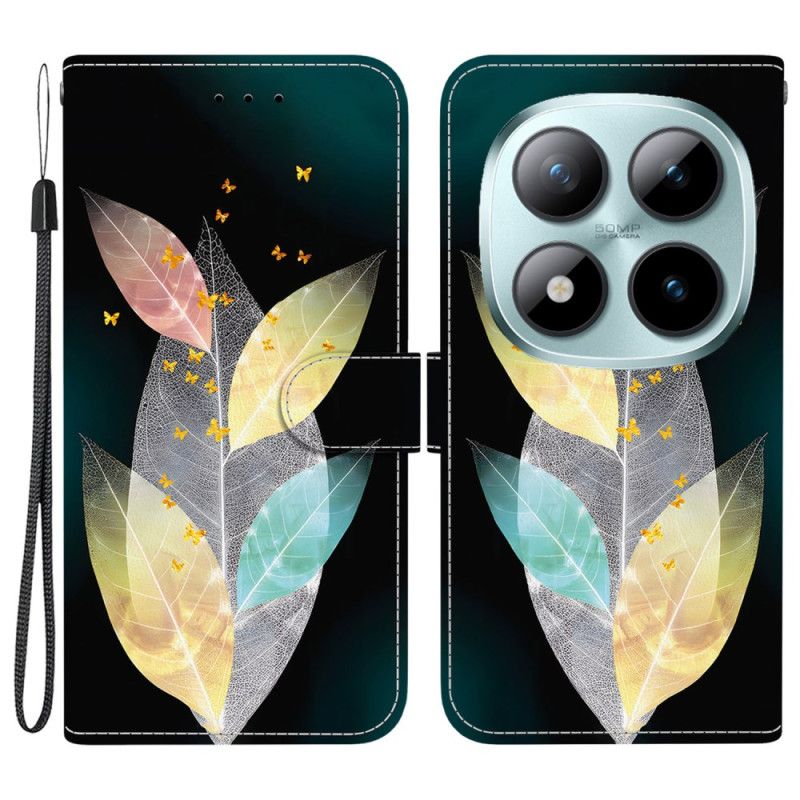 Læder Cover Xiaomi Redmi Note 15 Pro 5g Telefon Etui Farverige Blade