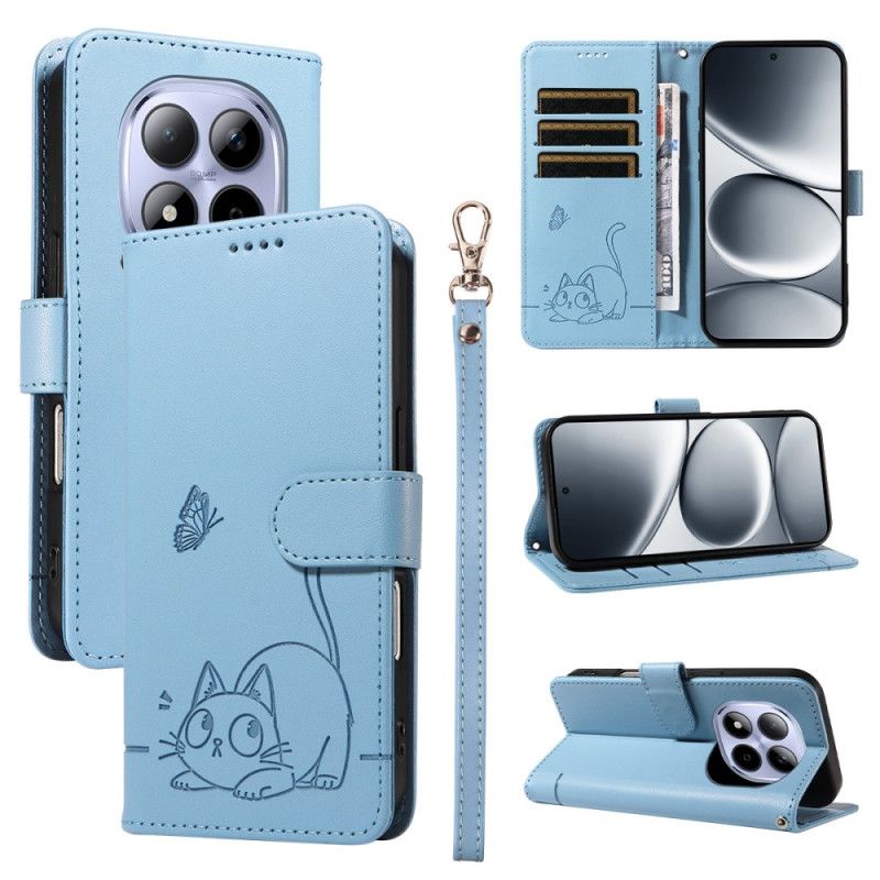 Læder Cover Xiaomi Redmi Note 15 Pro 5g Telefon Etui Kattegrafik