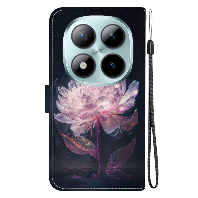 Læder Cover Xiaomi Redmi Note 15 Pro 5g Telefon Etui Lilla Pæon