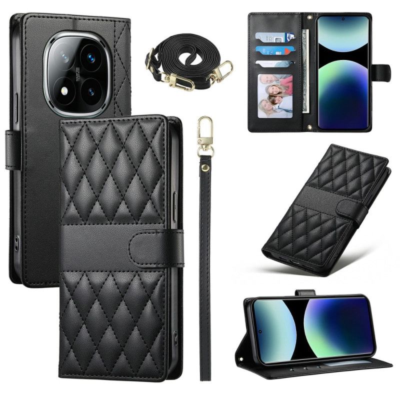 Læder Cover Xiaomi Redmi Note 15 Pro 5g Telefon Etui Quiltet Med Stropper