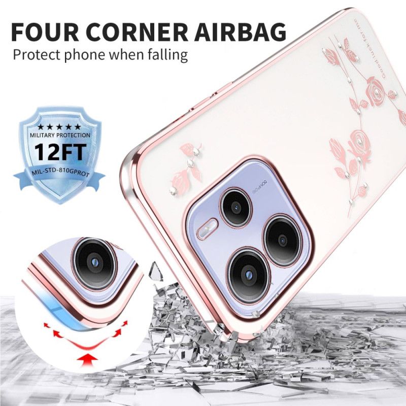 Cover Xiaomi Redmi Note 14 4g Rhinsten Og Blomster