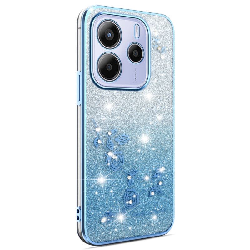 Cover Xiaomi Redmi Note 14 4g Telefon Etui Glitter Med Farvetoner Af Blomster