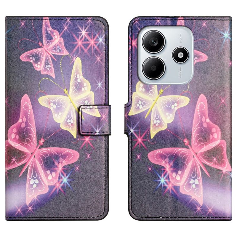 Flip Cover Til Xiaomi Redmi Note 14 4g Glødende Sommerfugle
