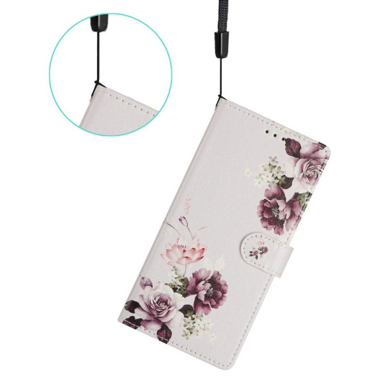 Flip Cover Til Xiaomi Redmi Note 14 4g Lilla Blomster