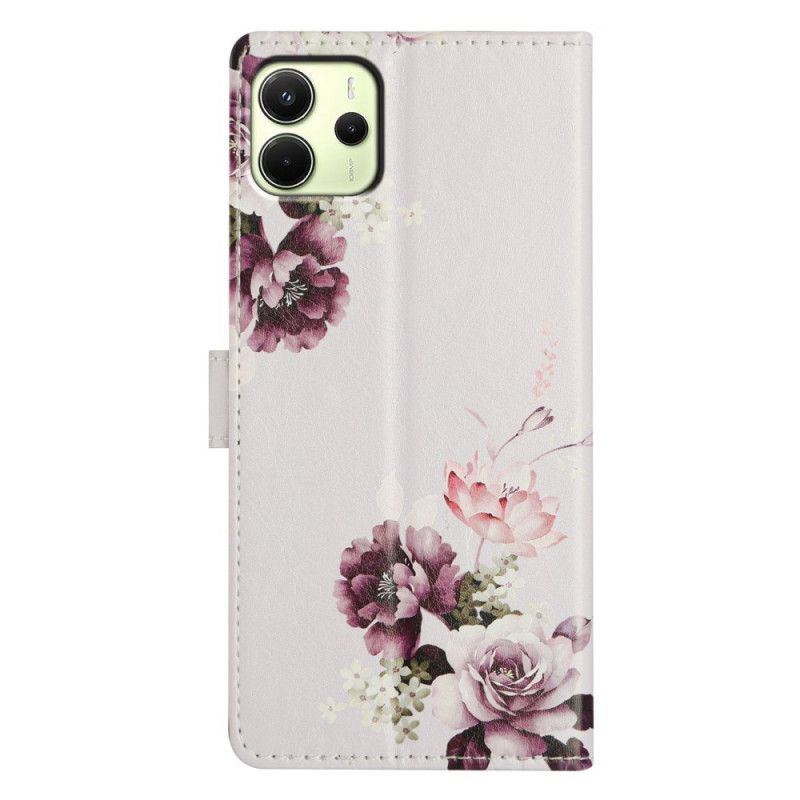Flip Cover Til Xiaomi Redmi Note 14 4g Lilla Blomster