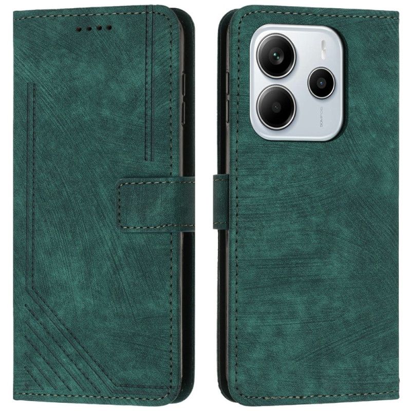 Flip Cover Til Xiaomi Redmi Note 14 4g Retro Linjedesign