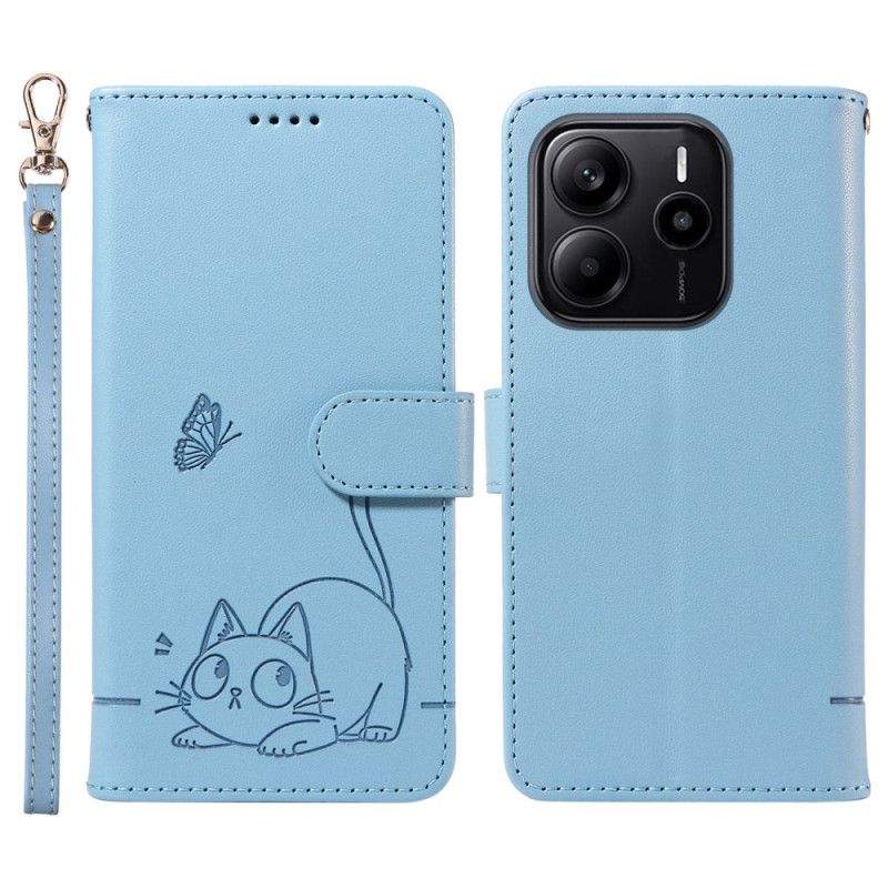 Flip Cover Til Xiaomi Redmi Note 14 4g Sjov Kat Med Rem