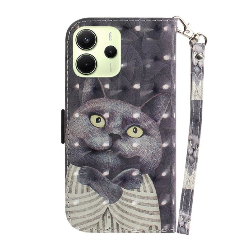 Flip Cover Xiaomi Redmi Note 14 4g Grå Kat Med Rem