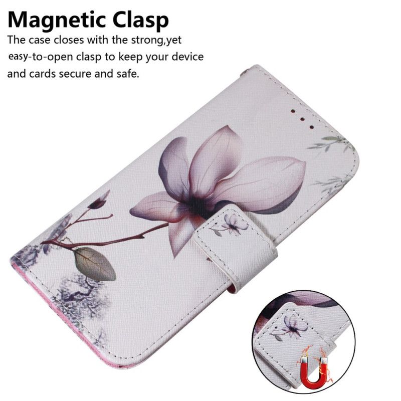 Flip Cover Xiaomi Redmi Note 14 4g Lyserød Blomst