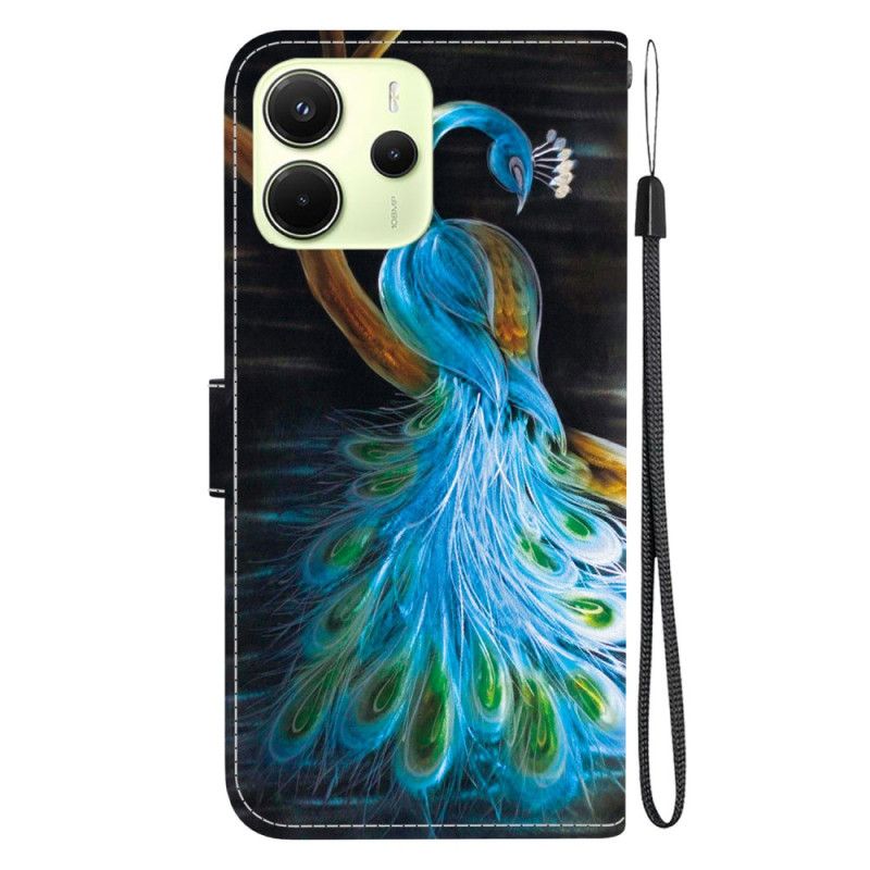 Flip Cover Xiaomi Redmi Note 14 4g Påfuglemønster