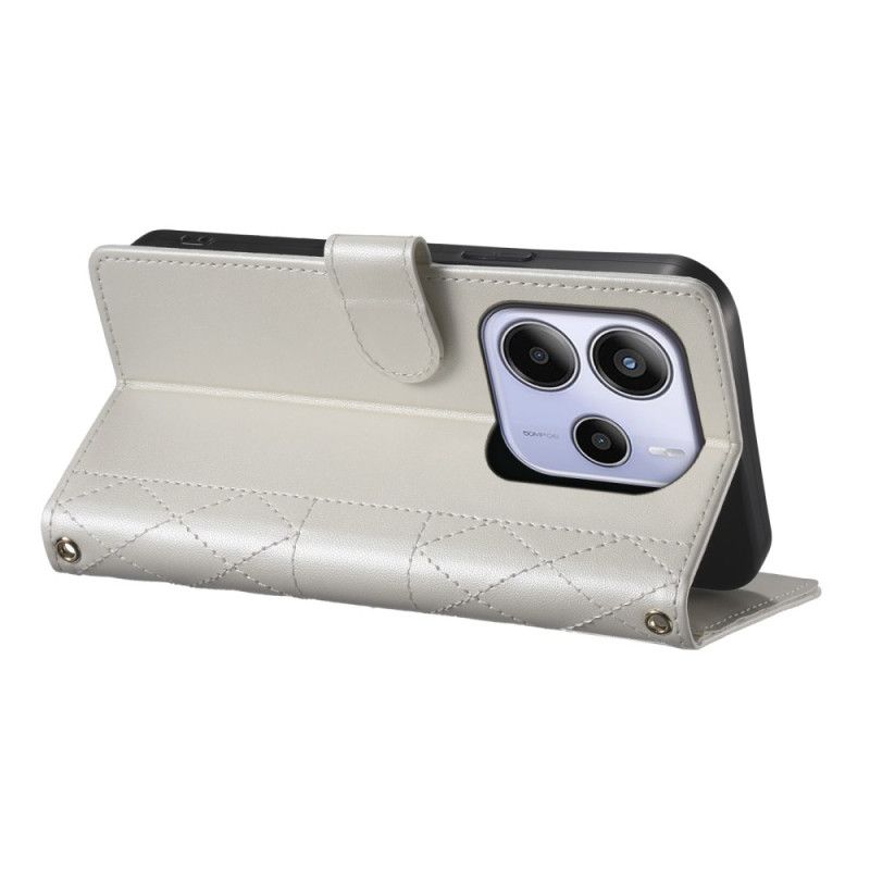 Flip Cover Xiaomi Redmi Note 14 4g Quiltet Med Rem Og Skulderrem