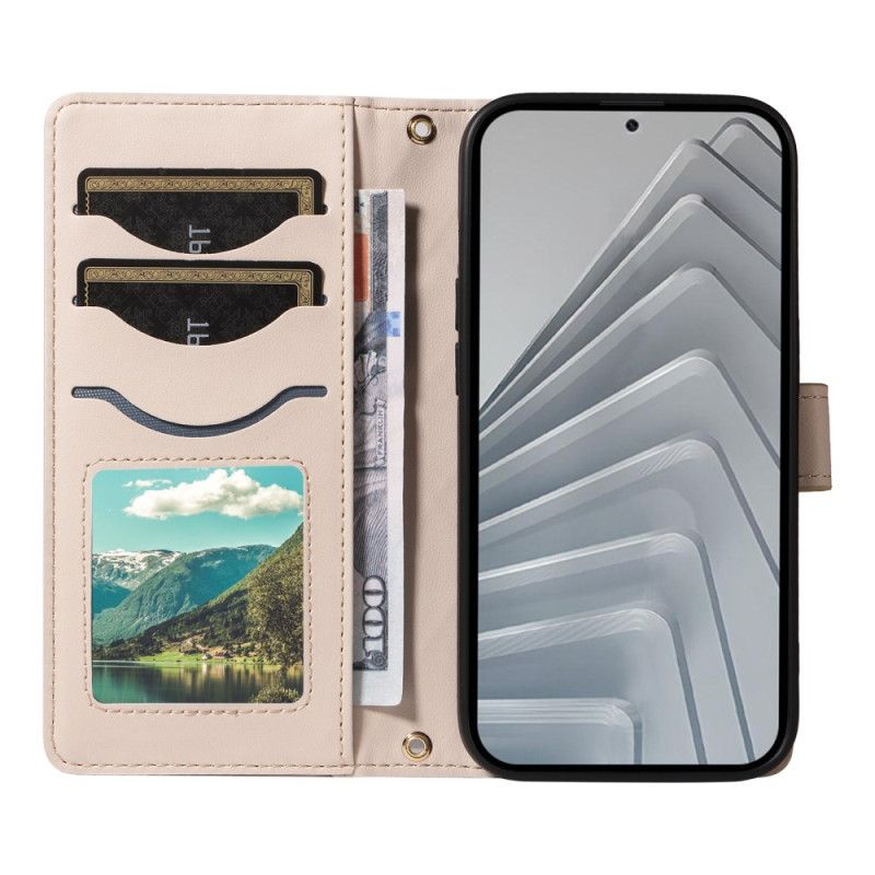 Flip Cover Xiaomi Redmi Note 14 4g Quiltet Med Rem Og Skulderrem