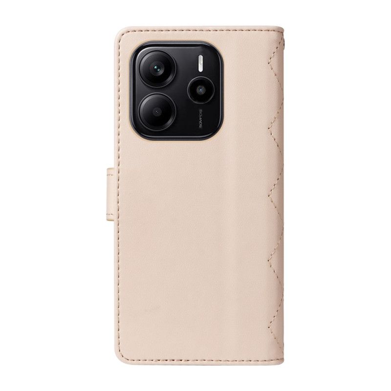 Flip Cover Xiaomi Redmi Note 14 4g Quiltet Med Rem Og Skulderrem