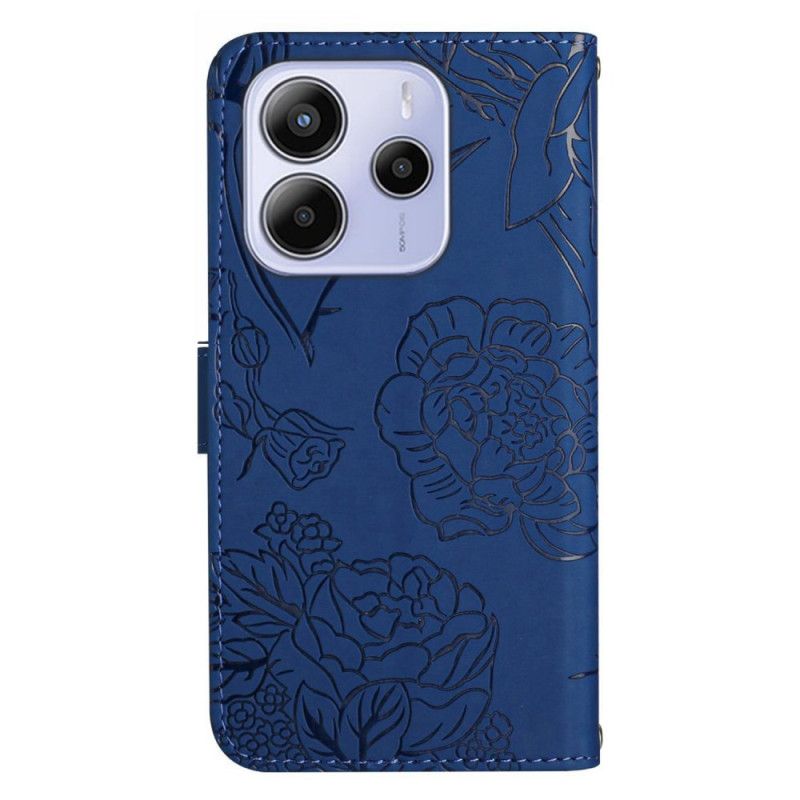 Flip Cover Xiaomi Redmi Note 14 4g Skulderrem Med Sommerfugleprint