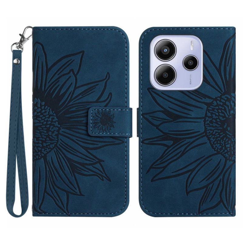 Flip Cover Xiaomi Redmi Note 14 4g Solsikkeprint Med Snor