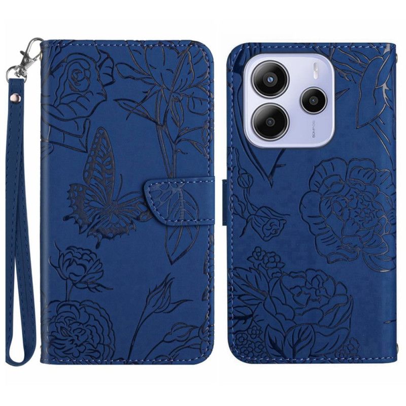 Flip Cover Xiaomi Redmi Note 14 4g Sommerfugleprint Med Rem