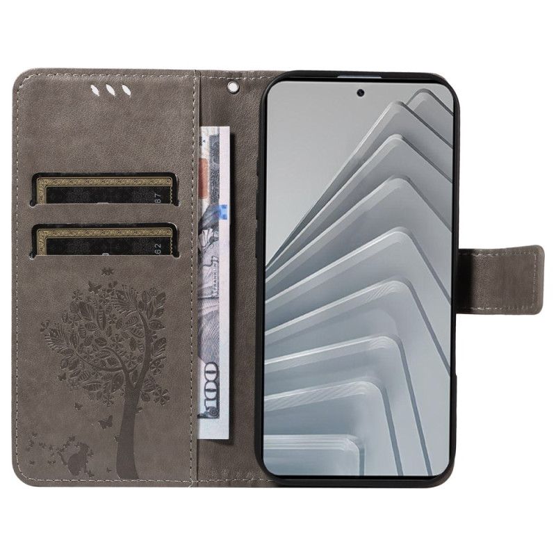 Flip Cover Xiaomi Redmi Note 14 4g Træ Og Kat