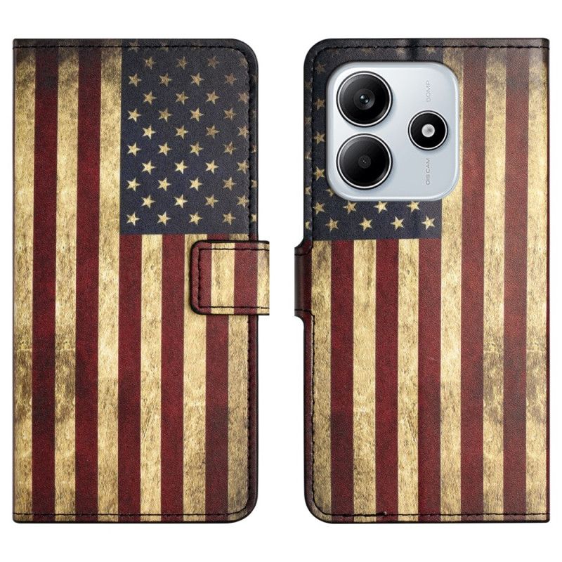 Læder Cover Xiaomi Redmi Note 14 4g Amerikansk Vintageflag