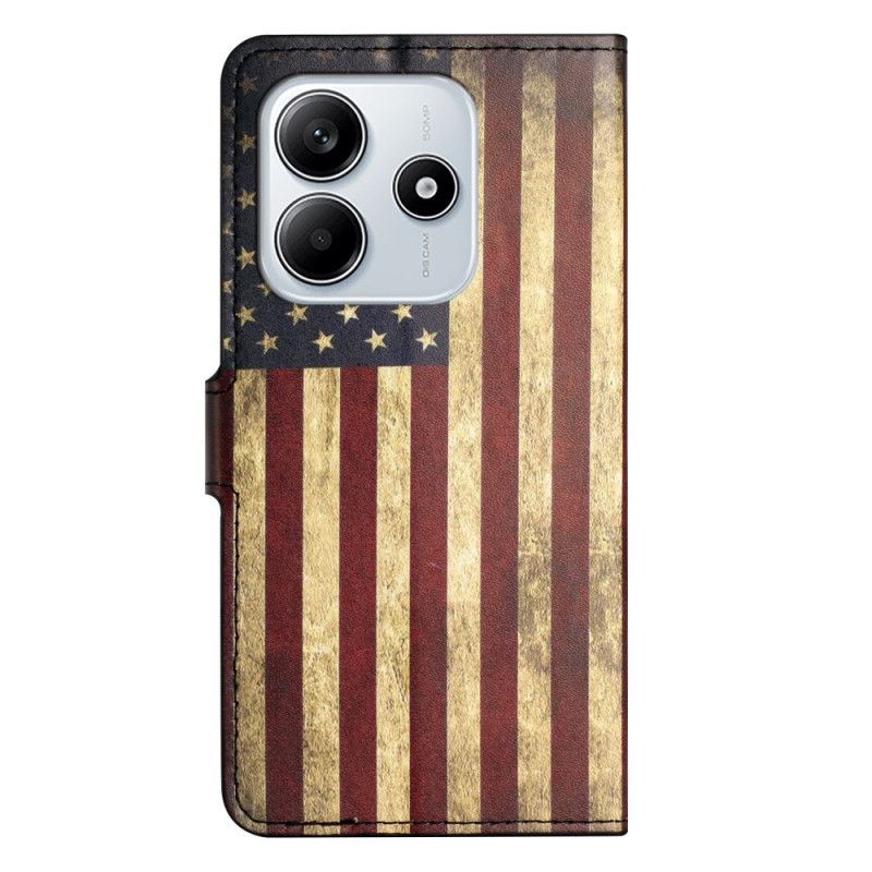 Læder Cover Xiaomi Redmi Note 14 4g Amerikansk Vintageflag